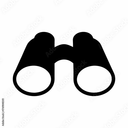 Sleek black silhouette of binoculars against a clean white background illustration