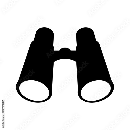 Binoculars in simple black silhouette for searching and adventure concepts