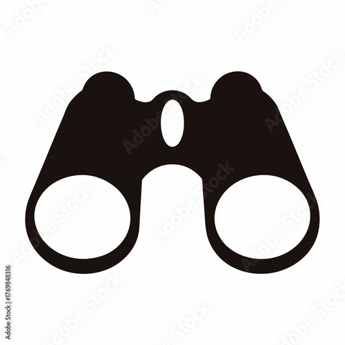 Simplified black and white binoculars for adventure or exploring vector graphics
