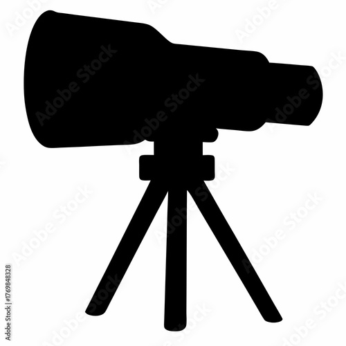 Silhouette of a telescope on a tripod stand for stargazing purposes
