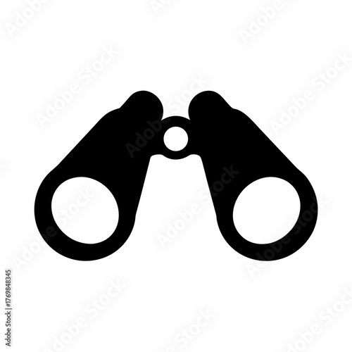 Black silhouette of binoculars on a white background for design elements
