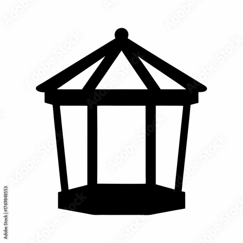 Silhouette of an elegant gazebo structure with a classic architectural design