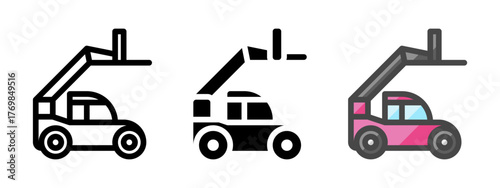 Multipurpose telehandler vector icon in outline, glyph, filled outline style. Three icon style variants in one pack.