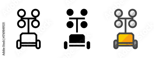 Multipurpose towable light tower vector icon in outline, glyph, filled outline style. Three icon style variants in one pack.