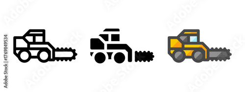 Multipurpose trencher vector icon in outline, glyph, filled outline style. Three icon style variants in one pack.