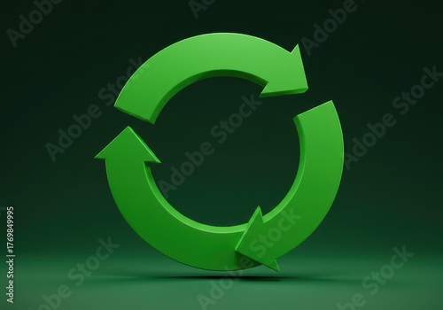 Circular green arrow graphic illustrating concepts of ongoing reuse, recycling, sustainability, continuous improvement, and resource management ,earth ,icon ,responsibility