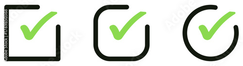 check mark icon button set. check box icon with right or correct buttons and yes checkmark tick box icons - checkbox symbol sign. check mark box square frame. vector illustration	