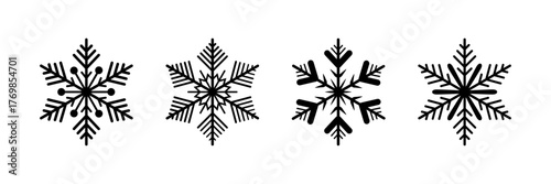 Set of snowflake vector illustrations isolated on a transparent background for Christmas decoration