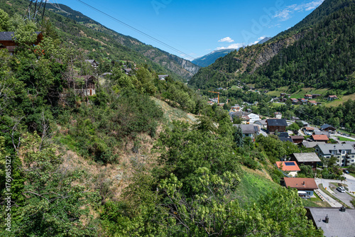 View of town of morel-filet in switzerland