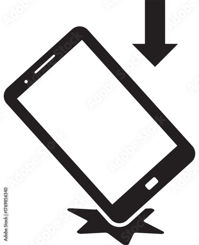 Mobile device accident and damage vector icon