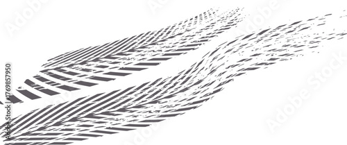 Tire tracks background for rally, drift, motocross, off-road and other auto and motorsport. Black tire marks on a white background with a worn effect and splashes of dirt