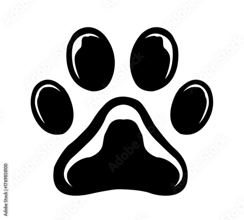 Dog or cat paw print flat icon for animal apps and websites