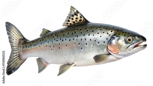 Obraz na plátně A detailed studio shot of a fresh rainbow trout, isolated on transparent backgro