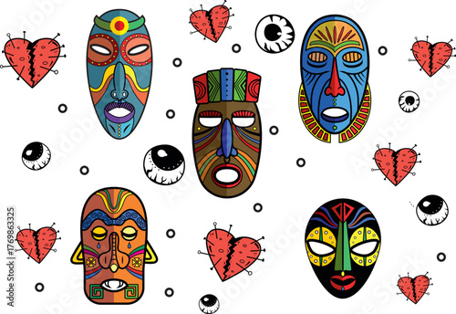 African Mask Tribal Pattern