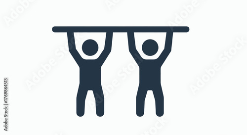 Two people doing a handstand depicted as a dark form silhouette