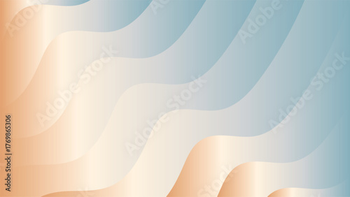 Calm aqua peach gradient wave forms background