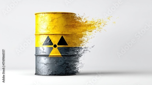 Radioactive Waste Barrel Dissolving - A Symbol of Environmental Decay.