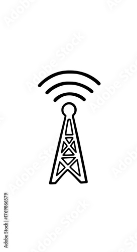 Signal tower icon for communication and broadcasting networks