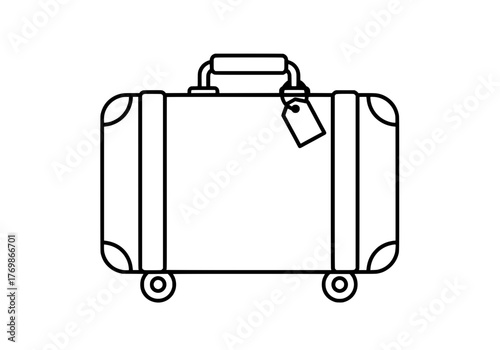 Suitcase line art illustration for travel and vacation icon representation