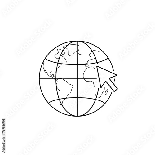 Global Connectivity A World Map with a Cursor for Digital Navigation