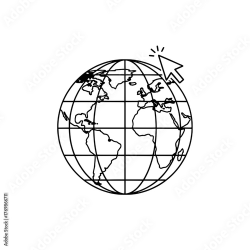 Globe with a cursor icon, indicating online and global connectivity
