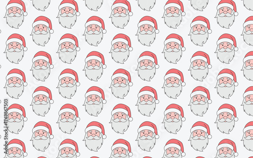 Festive Christmas Background Pattern with Santa Faces
