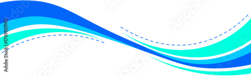 Abstract flowing banner with blue and cyan wave shapes