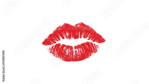 Kiss Mark A Vivid Red Lipstick Impression on a Pristine White Background, Expressing Affection
