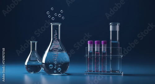 Conceptual visualization of liquid biopsy technology analyzing circulating tumor DNA (ctDNA) within a fluid sample for early disease diagnosis ,visualization ,early diagnosis ,innovation