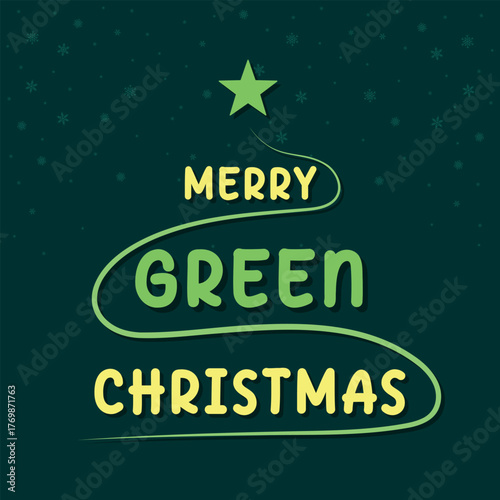 Merry Green Christmas banner, greeting card, Eco Friendly Holiday vector illustration
