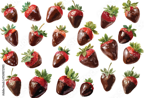Watercolor Chocolate Covered Strawberries Clipart