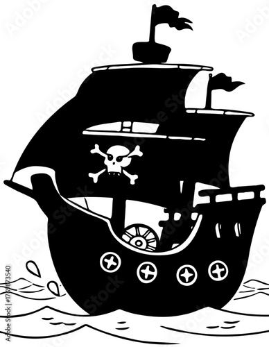pirate ship silhouette vector