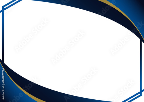 wave border corner blue navy and golden certificate frame design