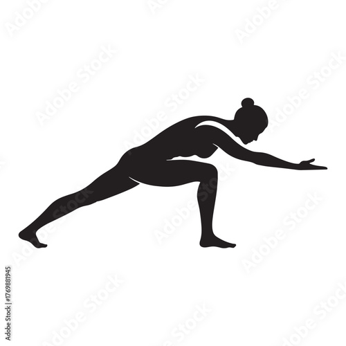 Silhouette of Woman in Warrior Pose Yoga Position fitness