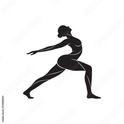 Stylized Silhouette of Woman in Warrior I Yoga Pose