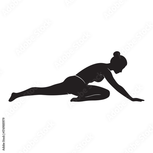 Woman in Low Lunge Yoga Pose Silhouette asana