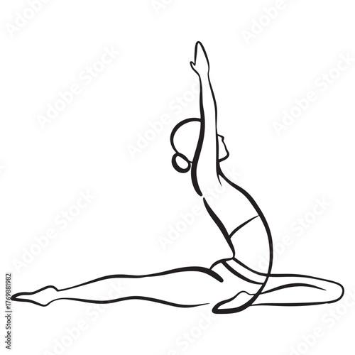 Woman in Pigeon Pose Yoga Illustration line art
