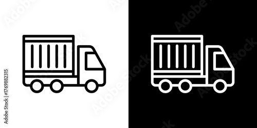 Truck Freight Icon Line Style Vector Illustration 
