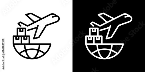 Air Freight Icon Line Style Vector Illustration 