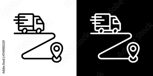 Delivery Route Icon Line Style Vector Illustration 