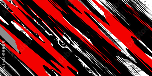 Exclusive red and black color combination sport racing car livery design, for universal medium eps10 vector ready to print.