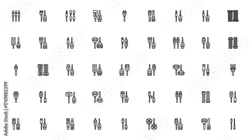 Connectors icon set. Vector illustration. Includes smbols for USB port, HDMI prt, Charger, Audio jack, Pug, VGA cable, RJ45, Coaxil and more.
