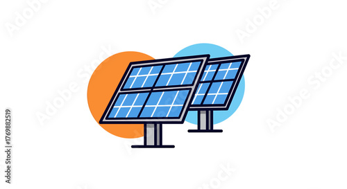 Vector Illustration of Solar Panels on a White Background