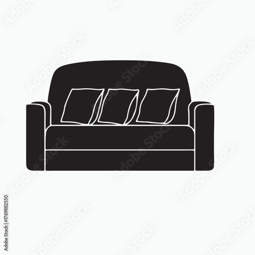 Modern Armchair Silhouette with Cushion – Minimalist Furniture Icon