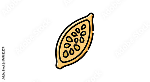 Half papaya with seeds icon in a simple outline style, an isolated tropical fruit concept. Vector Illustration