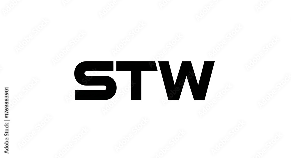 Obraz premium STW Letters Bold Typographic Graphic Display in Solid Black on White Background