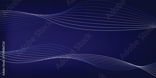 Abstract wave element for design. Digital frequency track equalizer. Stylized line art background. Wave with lines created using blend tool. Curved wavy line, smooth stripe. Vector Illustration.