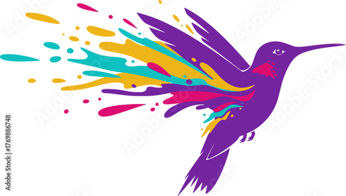 Fantasy world. Vector illustration of paradise hummingbird bird isolated on a white background. Abstract drawing. EPS version.