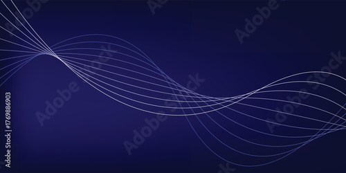 Abstract wave element for design. Digital frequency track equalizer. Stylized line art background. Wave with lines created using blend tool. Curved wavy line, smooth stripe. Vector Illustration.