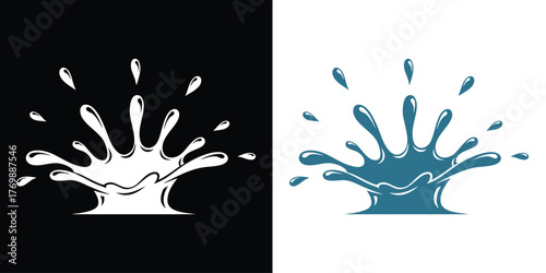 Dynamic liquid splash in contrasting black and white for modern logo design